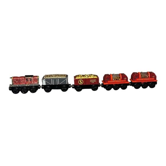 Thomas the Train Tank Engine Wooden Railway Gold Dust Salty & Gold Cars 5 Pc - Picture 4 of 6